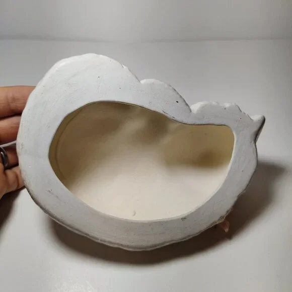 Vtg Light Gray Persian Sleeping Kitten W/Peach Bow On Back Hand-Painted - Picture 5 of 5